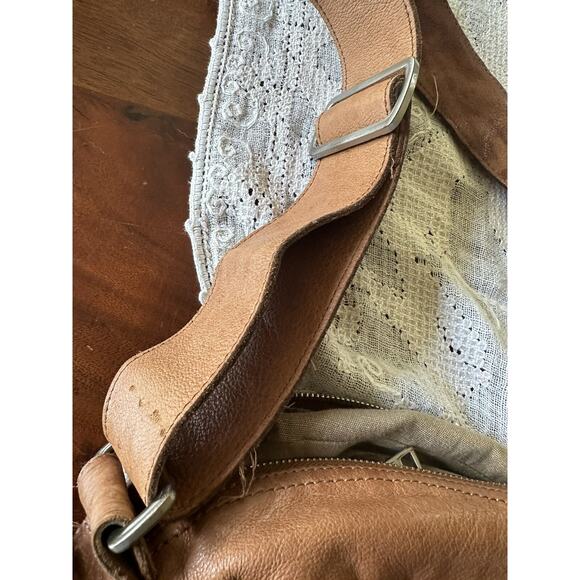 Liebeskind Berlin Genuine Leather Crossbody Shoulder Bag Beige Outside Pockets - Picture 11 of 16